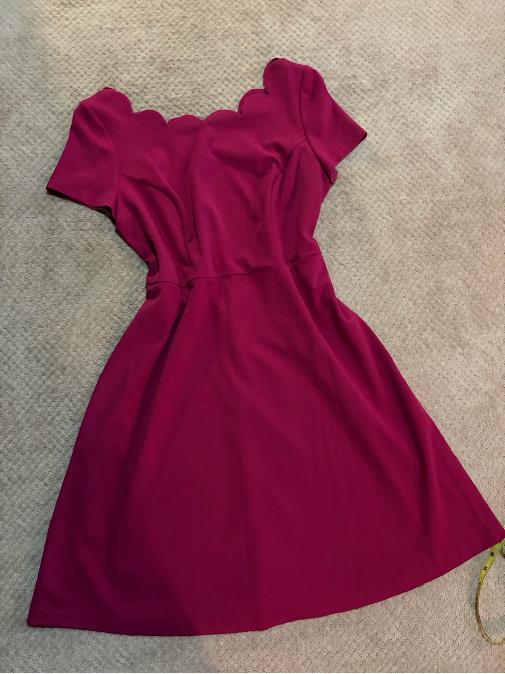 Glamour Magenta Scalloped-Neck Mini Dress